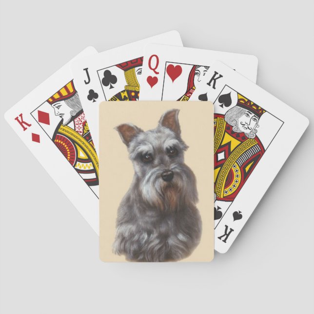 Baralho Cachorro Schnauzer Jogando Cartões (Verso)