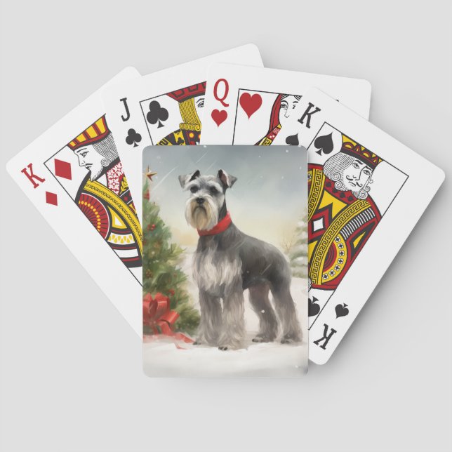 Baralho Cachorro Schnauzer na Neve Natal (Verso)
