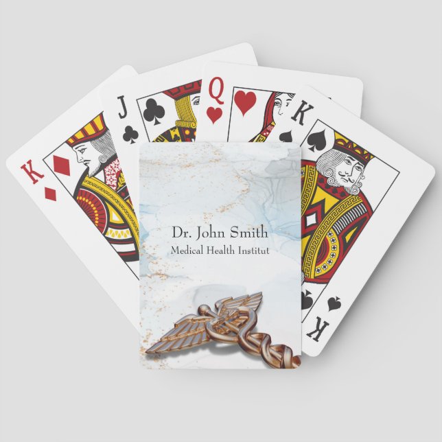 Baralho Caduceus Rosa Médico Dourado Luxo Marble (Verso)