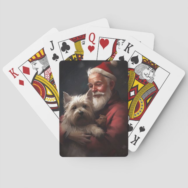 Baralho Cairn Terrier com Papai Noel Natal Festivo (Verso)
