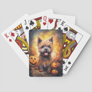 Baralho Cairn Terrier de Halloween com Abóboras Assustador