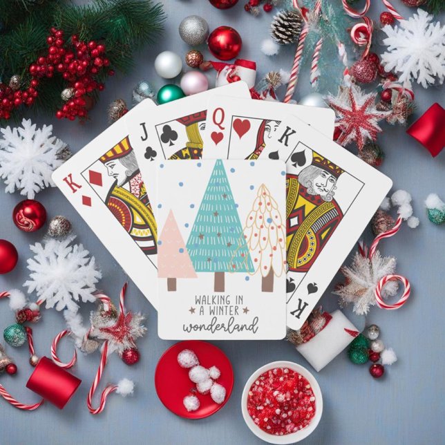 Baralho Caminhando em uma Terra Maravilha de inverno - Nat (Walking in a Winter Wonderland - Christmas - Poker Cards)