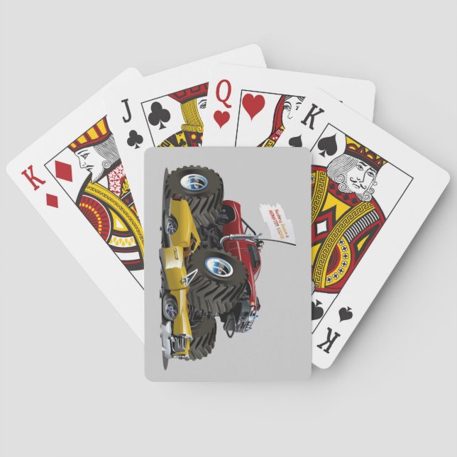 Baralho Caminhão Monstro legal Esmagando um Desenho de Car (Verso)