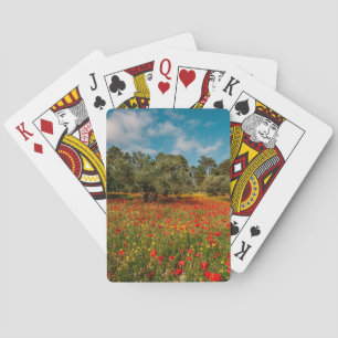 Baralho campo com flores e árvores