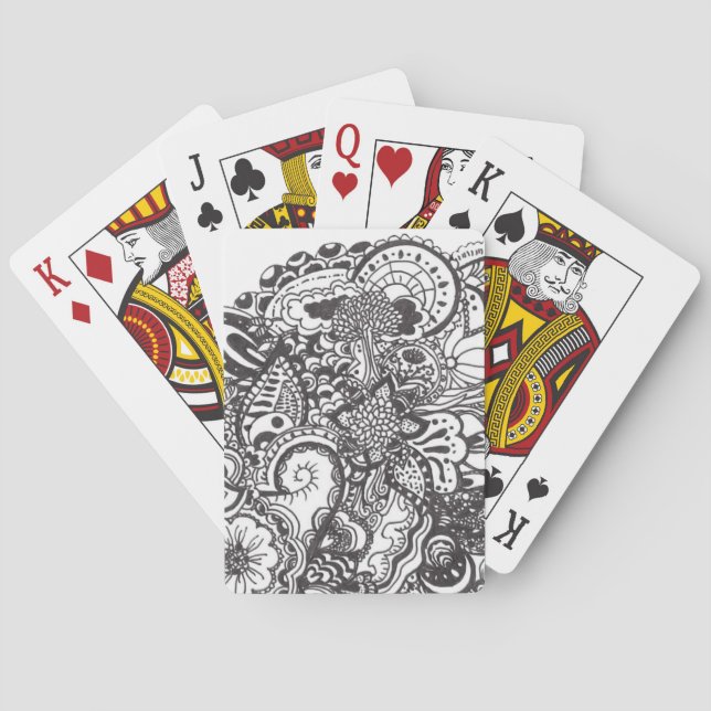 Baralho caneta de abstrato e rabisco de tinta (Verso)