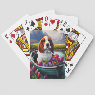 Baralho Cão Basset Hound em uma Pá: Uma Aventura Cênica