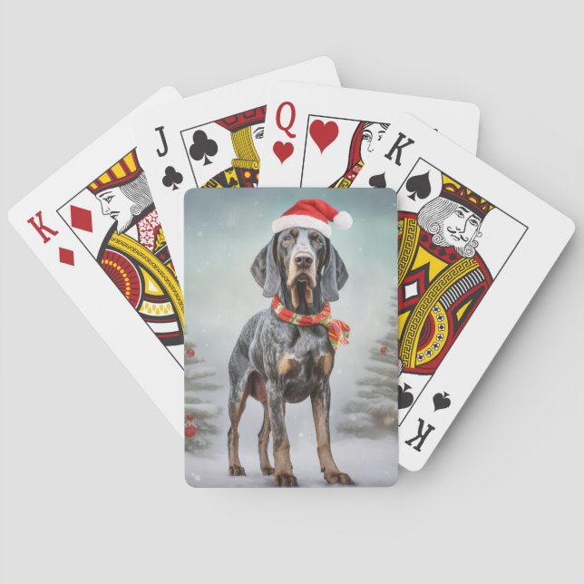 Baralho Cão Bluetick Coonhound na Neve Natal (Verso)