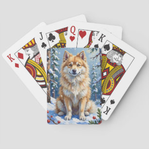 Baralho Cão Esquimó Americano Floral Floresta de Inverno