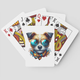 Baralho Cão Estiloso Com Óculos Arte de Estimação Moderna
