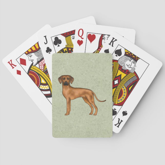 Baralho Cão Leão Africano Rhodesian Ridgeback Raça Verde (Verso)