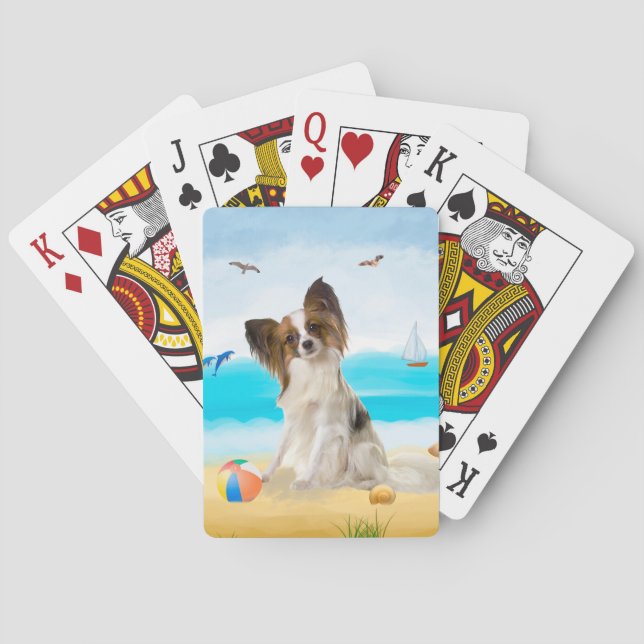 Baralho Cão Papillon na Praia (Verso)