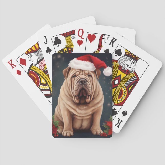 Baralho Cão Shar Pei na Neve Natal  (Verso)
