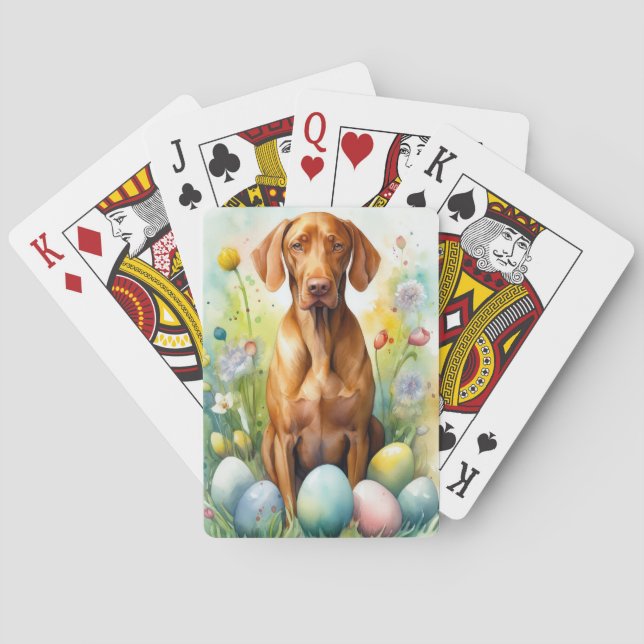 Baralho Cão Vizsla com Ovos da Páscoa Feriado  (Verso)