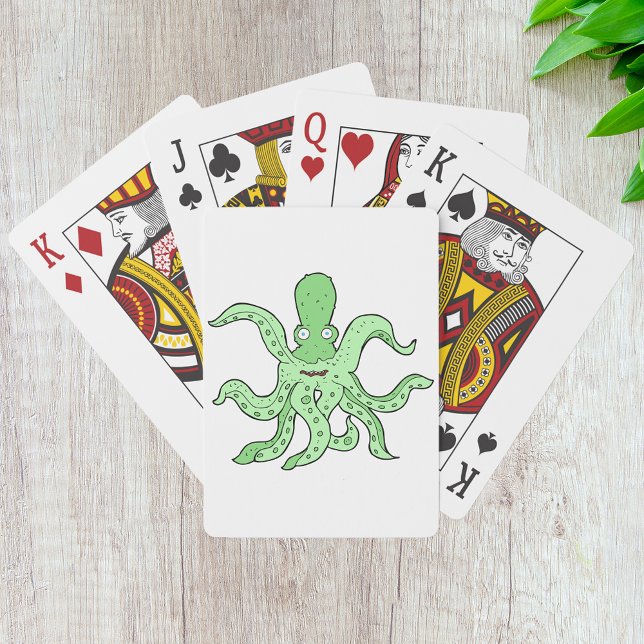 Baralho Caractere Octopus Verde Quirky Sea Monster (Criador carregado)