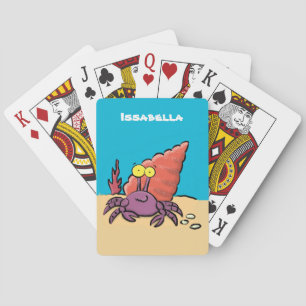 Baralho Caranguejo-ermitão de desenho animado roxo fofo en