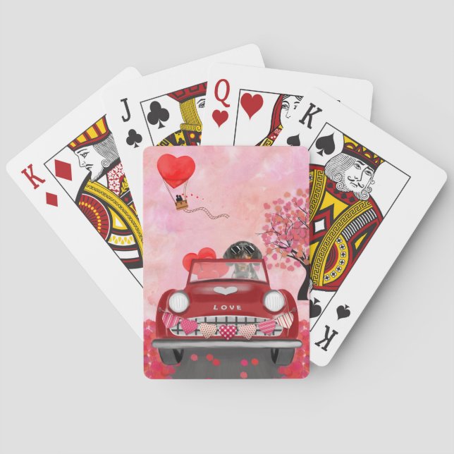 Baralho Carro-Condutor de Cães com Dia de os namorados de  (Verso)