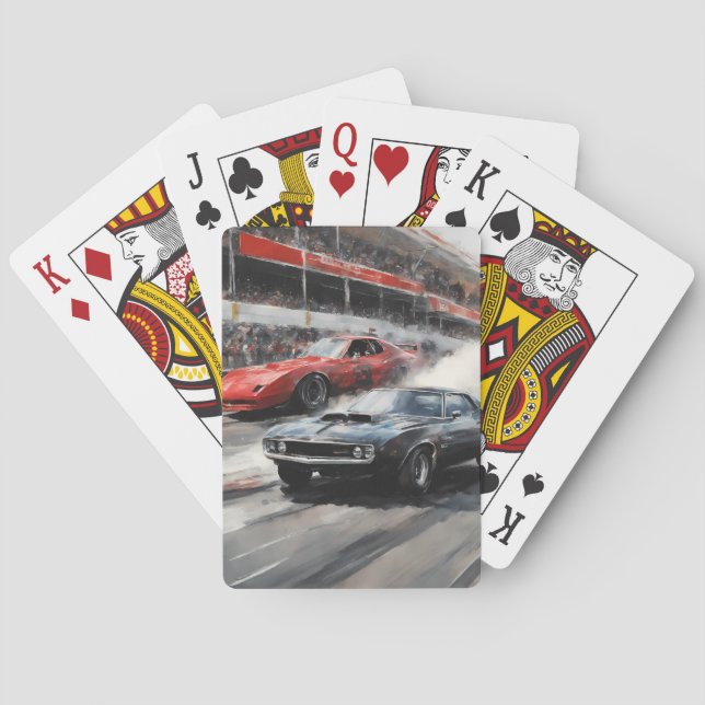 Baralho Carros de músculo vermelho e preto (Verso)