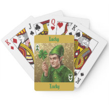 Carta de Jogar Luxuosa Elfa Sortuda Dourada com Br