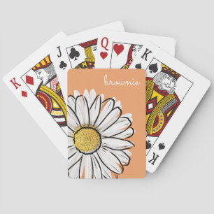 Baralho Cartão de Poker Floral Rosa e Laranja Personalizad