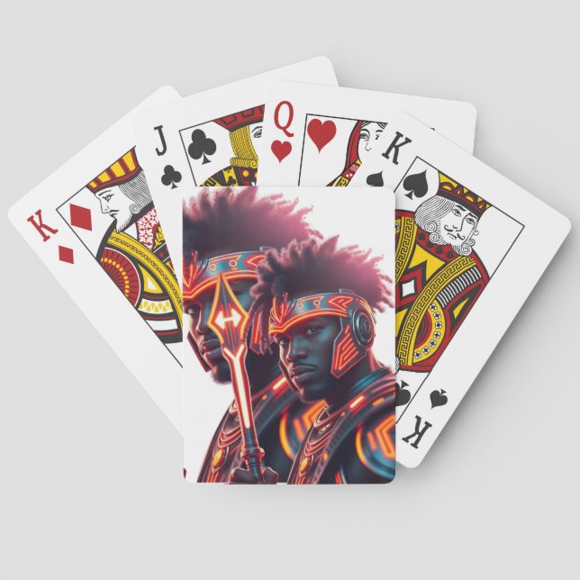 Baralho Cartão de Poker Neon Warrior Afrofuturístico (Verso)