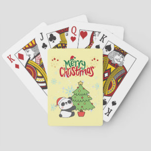 Baralho cartão de pôquer panda fofo natal feliz