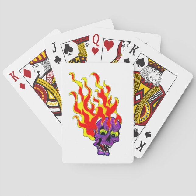 Baralho Cartas Clássicas de Jogar Caveira Flamejante  (Verso)