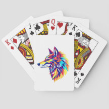 Cartas Clássicas de Jogar Lobo Geométrico Colorido