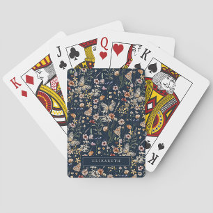 Baralho Cartas Clássicas de Jogar Navy Blue Wildflower