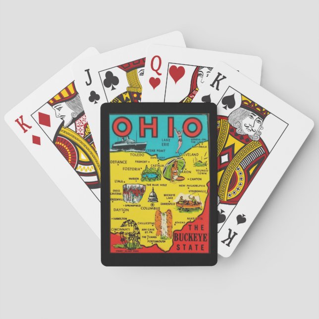 Baralho Cartas Clássicas do Mapa do Estado de Ohio (Verso)