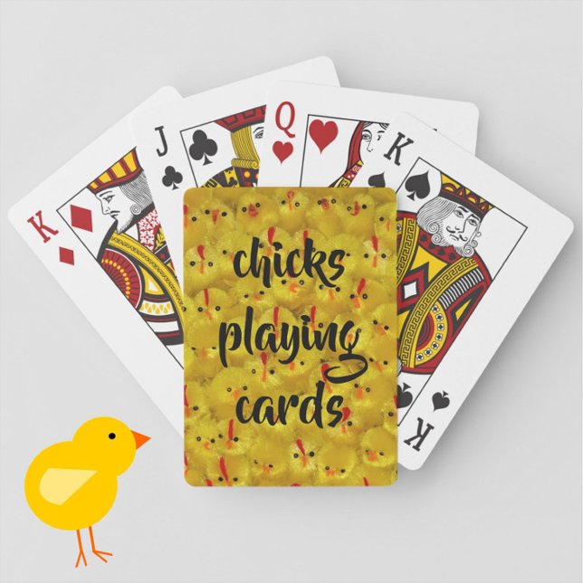Baralho "Cartas de Chicks" Padrão Amarelo Divertido e Fofo (Fun for gals' games night or a bachelorette party!)