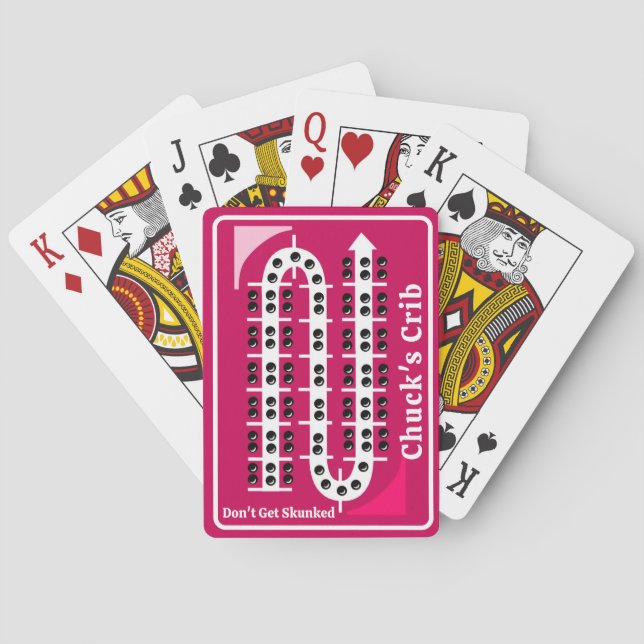Baralho Cartas de Cribbage Personalizadas Rosa (Verso)