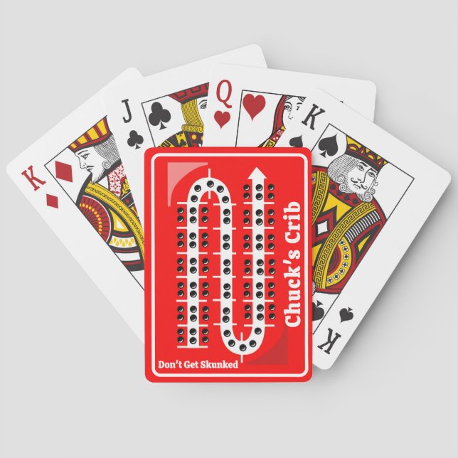 Baralho Cartas de Cribbage Personalizadas Vermelhas (Verso)