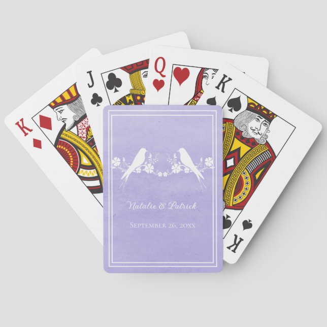 Baralho Cartas de Jogar Casamento Floral Lovebird Roxo (Verso)