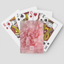 Cartas de Jogar com Iniciais de Cravo Rosa Bonito