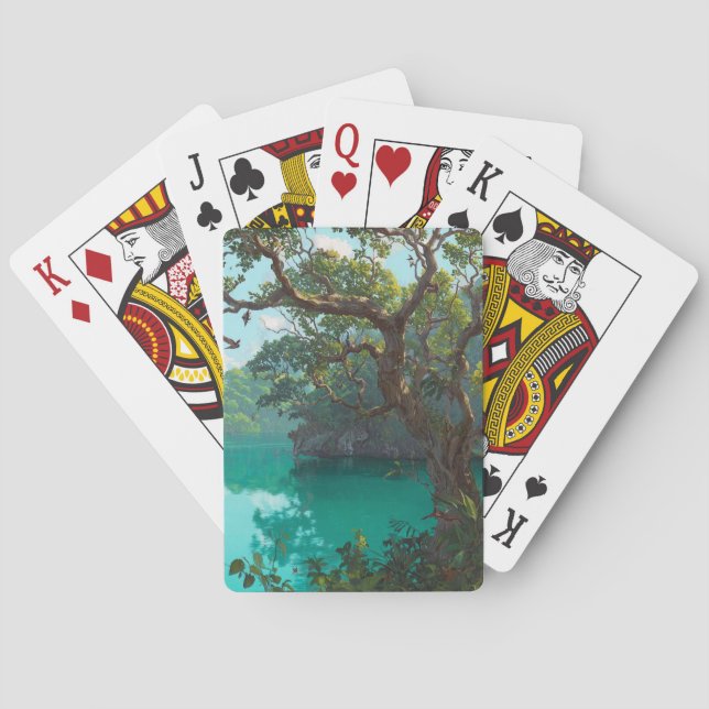 Baralho Cartas de Jogar da Lagoa da Selva Esmeralda (Verso)
