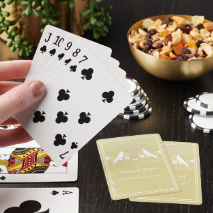 Baralho Cartas de Jogar Florais Casamento Lovebird Amarelo