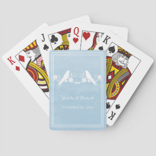 Baralho Cartas de Jogar Florais Casamento Pássaros Azuis
