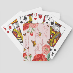 Baralho Cartas de jogar florais vintage de verão com flore