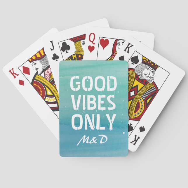 Baralho Cartas de jogar monogramadas Good Vibes Only (Verso)