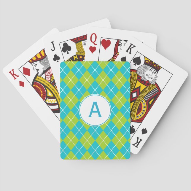 Baralho Cartas de Jogar Monogramadas Turquesa (Verso)