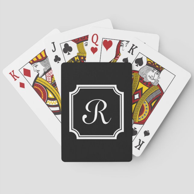 Baralho Cartas de jogar personalizadas com monograma chiqu (Verso)