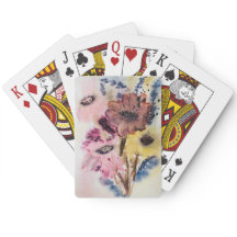 Cartas de Jogar Pintadas à Mão com Florais Fantást