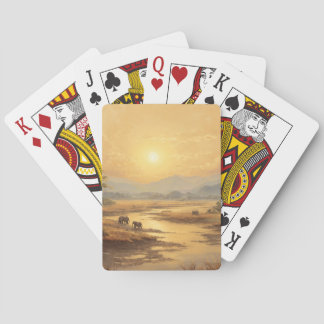 Baralho Cartas de Jogar Pôr do Sol no Deserto Dourado