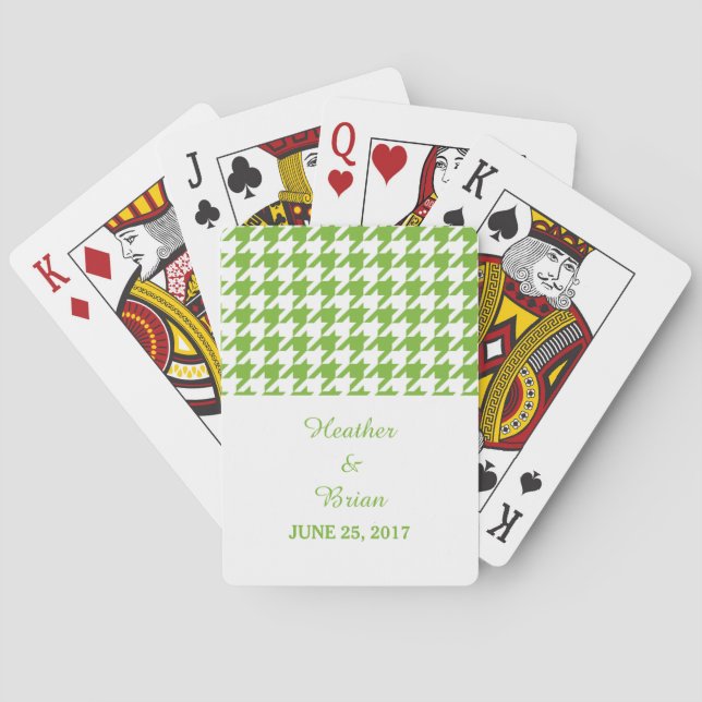 Baralho Cartas de Jogo de Casamento Green Houndstooth (Verso)