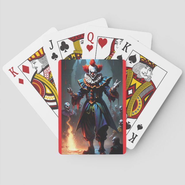 Baralho Cartas de pôquer de palhaço mau vermelhas (Verso)