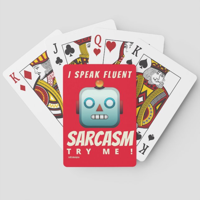 Baralho cartas engraçadas de jogar "FALO FLUENT SARCASM" (Verso)