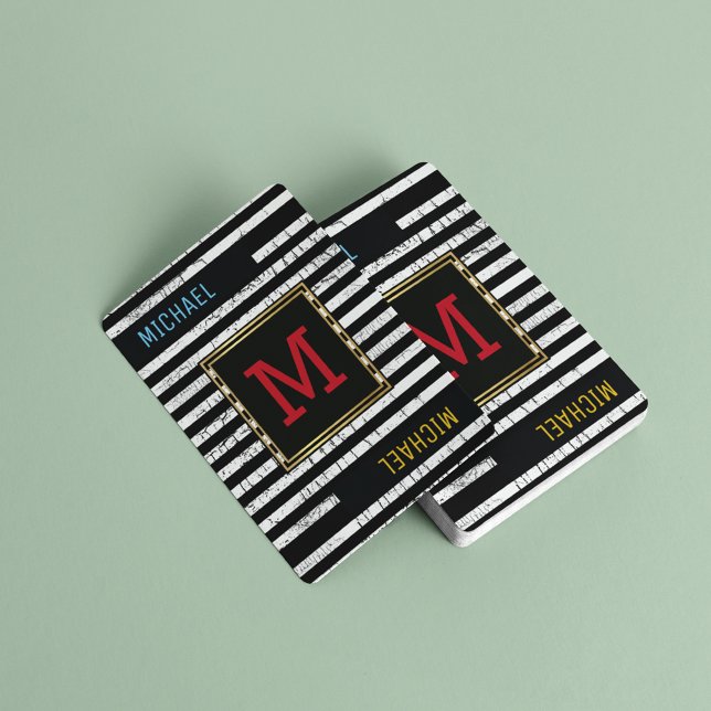 Baralho Cartas pretas riscadas com monograma (stylish monogram )