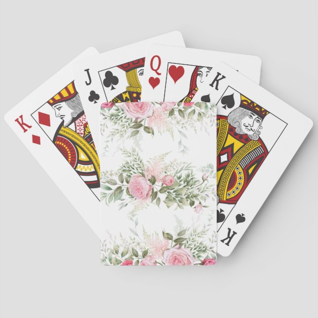 Baralho Cartões de Bicicleta de Rosas Rosa (Verso)