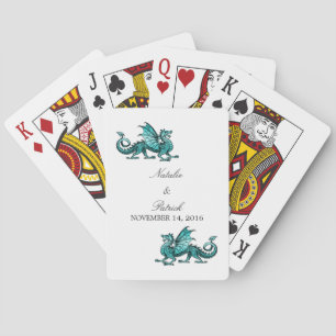 Baralho Cartões De Brincar De Casamento Do Teal Dragon