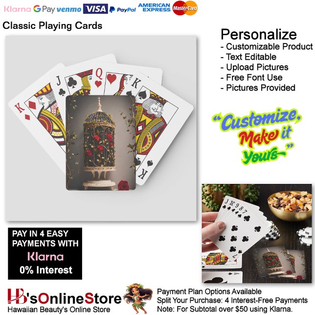 Baralho Cartões De Brinquedos De Pássaro Floral (Garden Whimsy Floral Bird Cage Playing Cards.
)